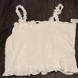 Old Navy white smocked tank top